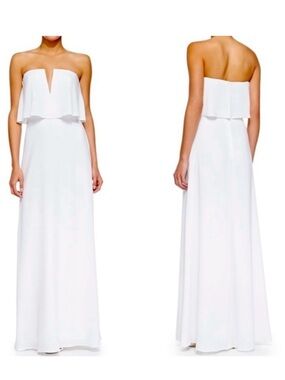 BCBGMaxAzria Alyse White Strapless Maxi Dress Size 0 Bridal Shower Wedding